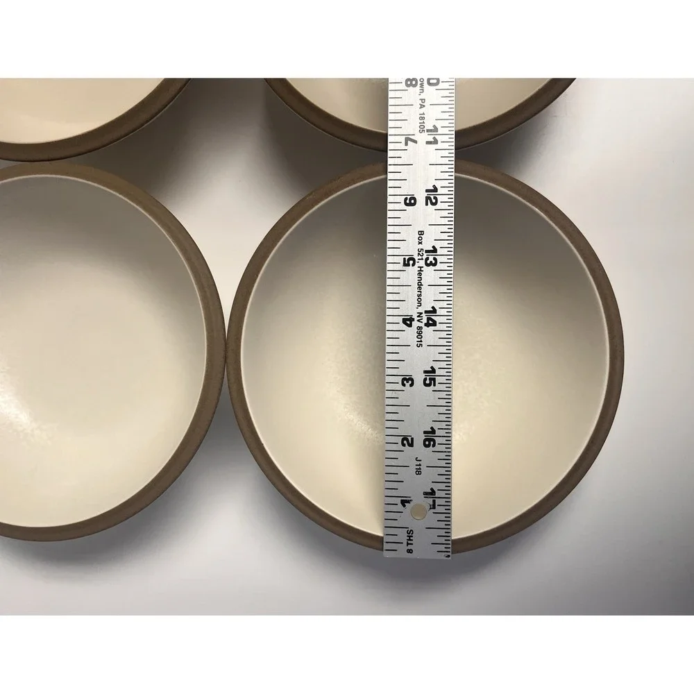 Dansk China SANTIAGO WHITE Cereal‎ Bowl *NEW*  SET of 4 | Beige Body Tan Edge